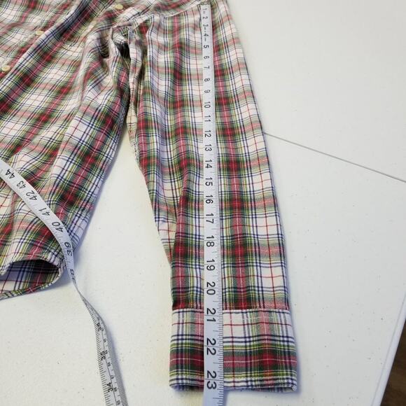 Land's End Red Green Blue Yellow White Plaid Vintage Button Down Shirt S 14 - Picture 6 of 7